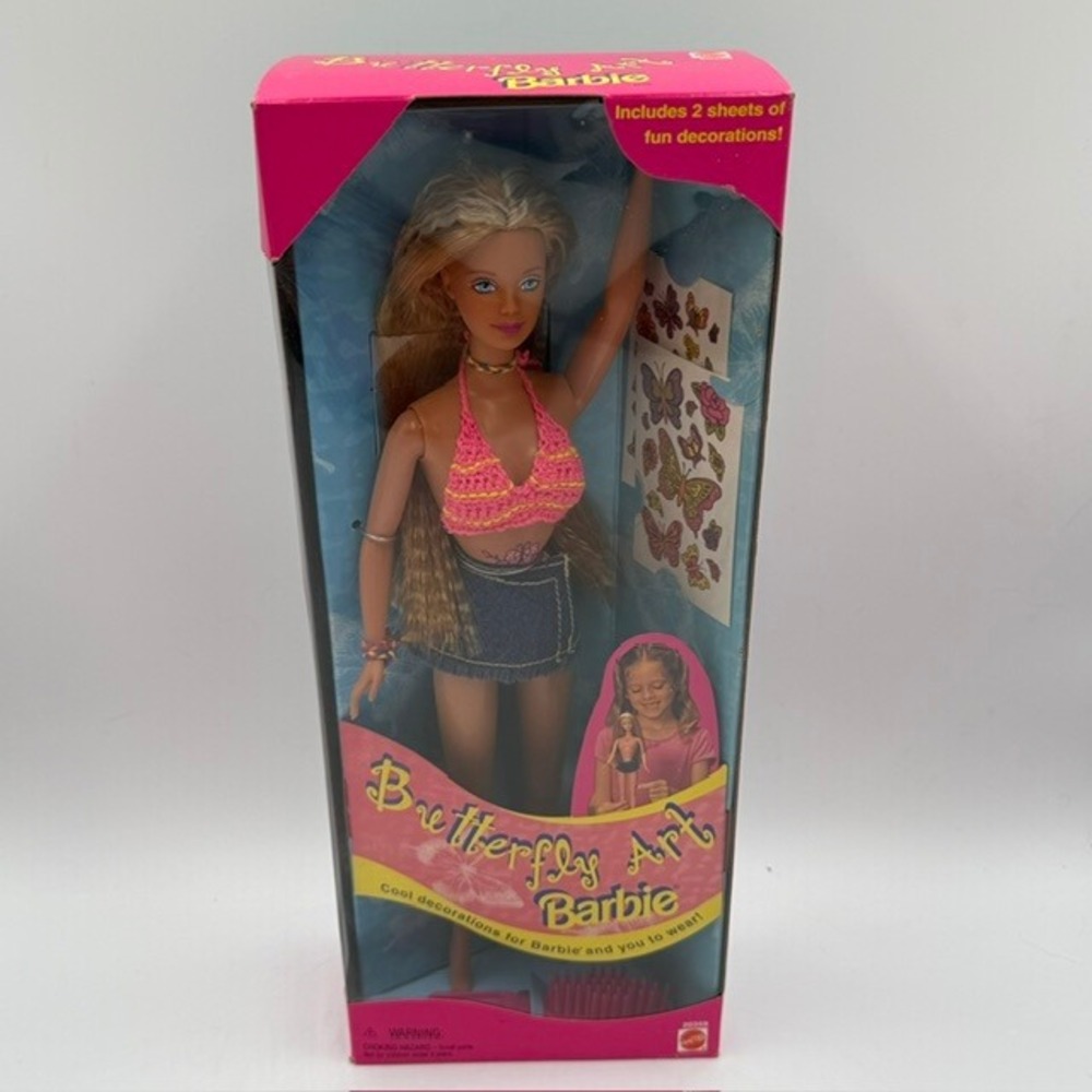 Vintage 1998 Butterfly Art‎ Barbie Doll Mattel 20359 NIB Tattoo Sheets Blonde